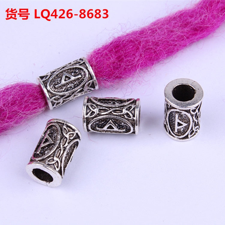 10pcs 24 Designs Viking Runes Set Loose Beads Spacer Beads Fit Beards or Hair TIWAZ TYR Sol rune Odal Futhark Rune DIY Jewelry