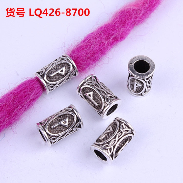 10pcs 24 Designs Viking Runes Set Loose Beads Spacer Beads Fit Beards or Hair TIWAZ TYR Sol rune Odal Futhark Rune DIY Jewelry