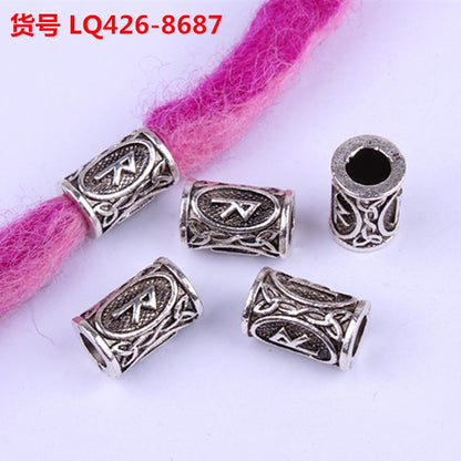 10 pcs 24 Designs Viking Runes Set Loose Beads Spacer Beads Fit Beards or Hair TIWAZ TYR Sol rune Odal Futhark Rune DIY Jewelry