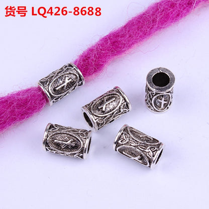 10pcs 24 Designs Viking Runes Set Loose Beads Spacer Beads Fit Beards or Hair TIWAZ TYR Sol rune Odal Futhark Rune DIY Jewelry