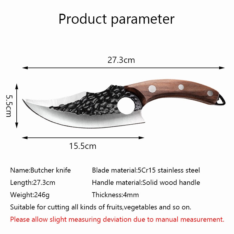 Meat Cleaver and Butcher Knife Stainless Steel Hand Forged Boning Knife Chopping Slicing Kitchen Knives Cookware Camping Knives