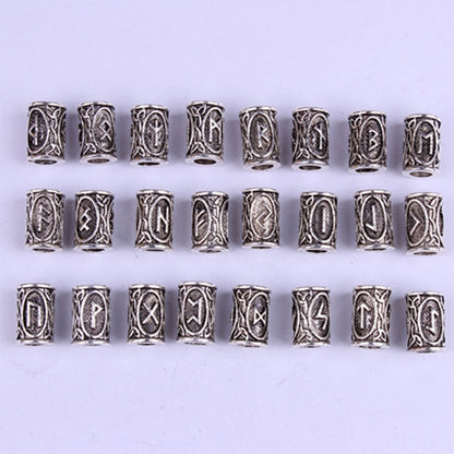 10 pcs 24 Designs Viking Runes Set Loose Beads Spacer Beads Fit Beards or Hair TIWAZ TYR Sol rune Odal Futhark Rune DIY Jewelry