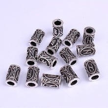 Load image into Gallery viewer, 10pcs 24 Designs Viking Runes Set Loose Beads Spacer Beads Fit Beards or Hair TIWAZ TYR Sol rune Odal Futhark Rune DIY Jewelry
