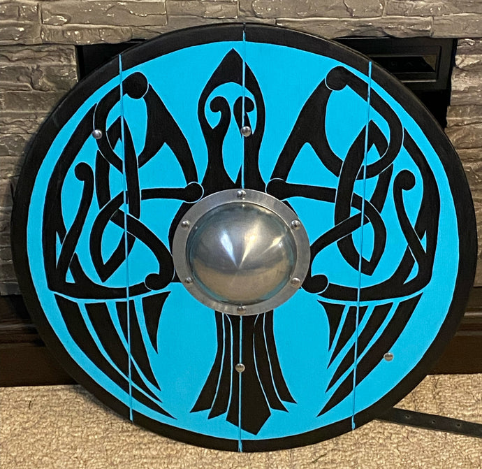 Flying Raven Norse Viking Shield, 24 inches, hand painted