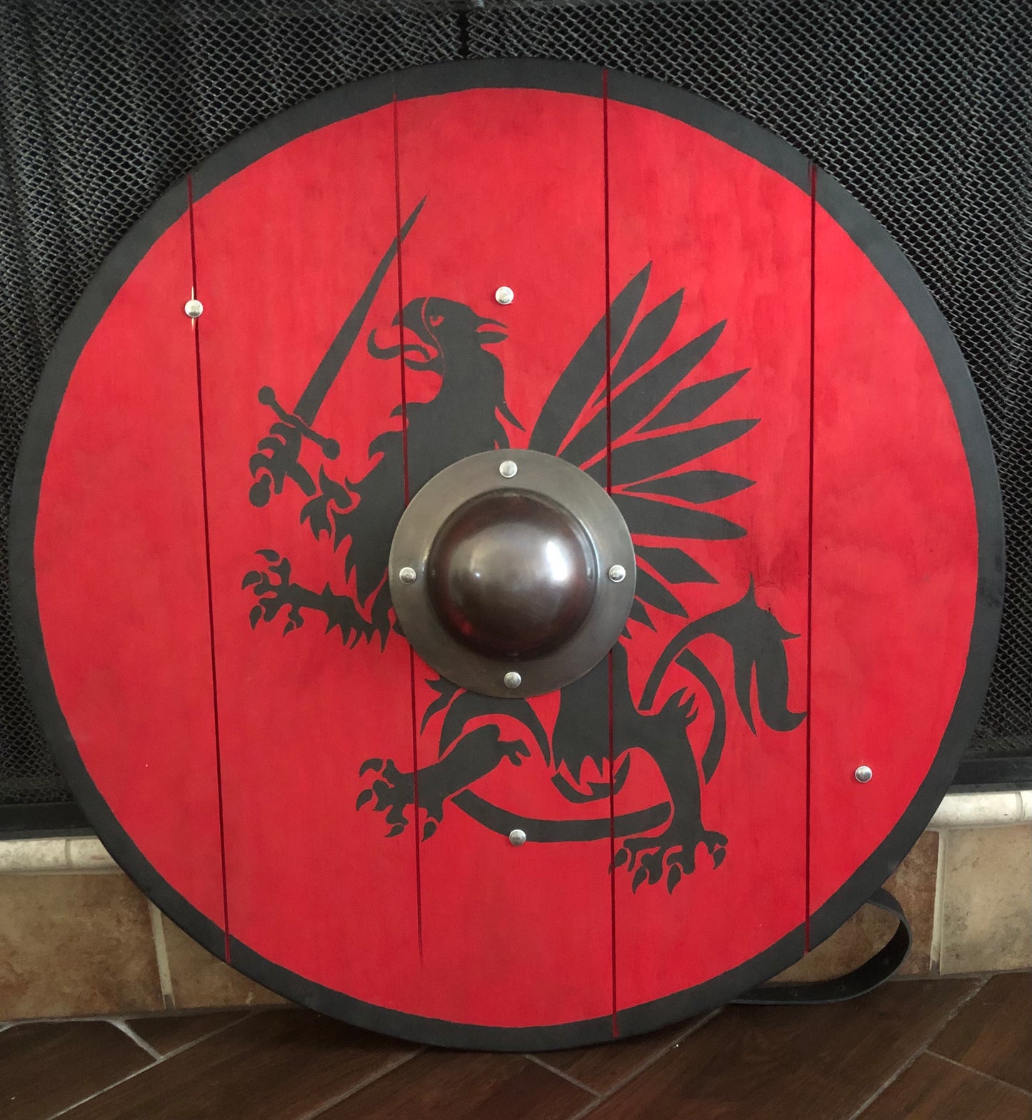 Viking Wooden Shield with Norse Griffin