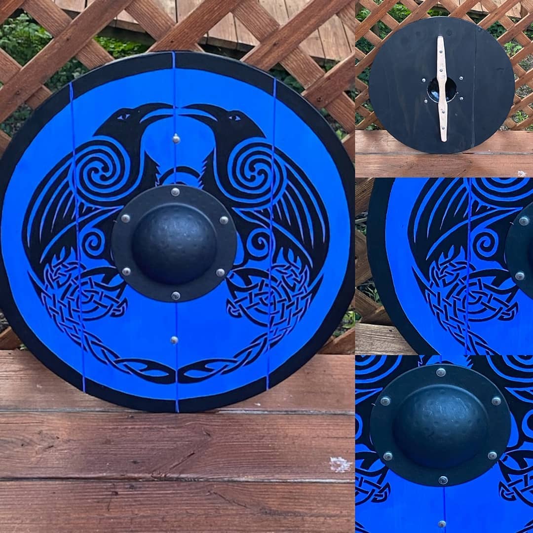 Double Raven Viking Shield - 24" Hand painted Viking Medieval Shield