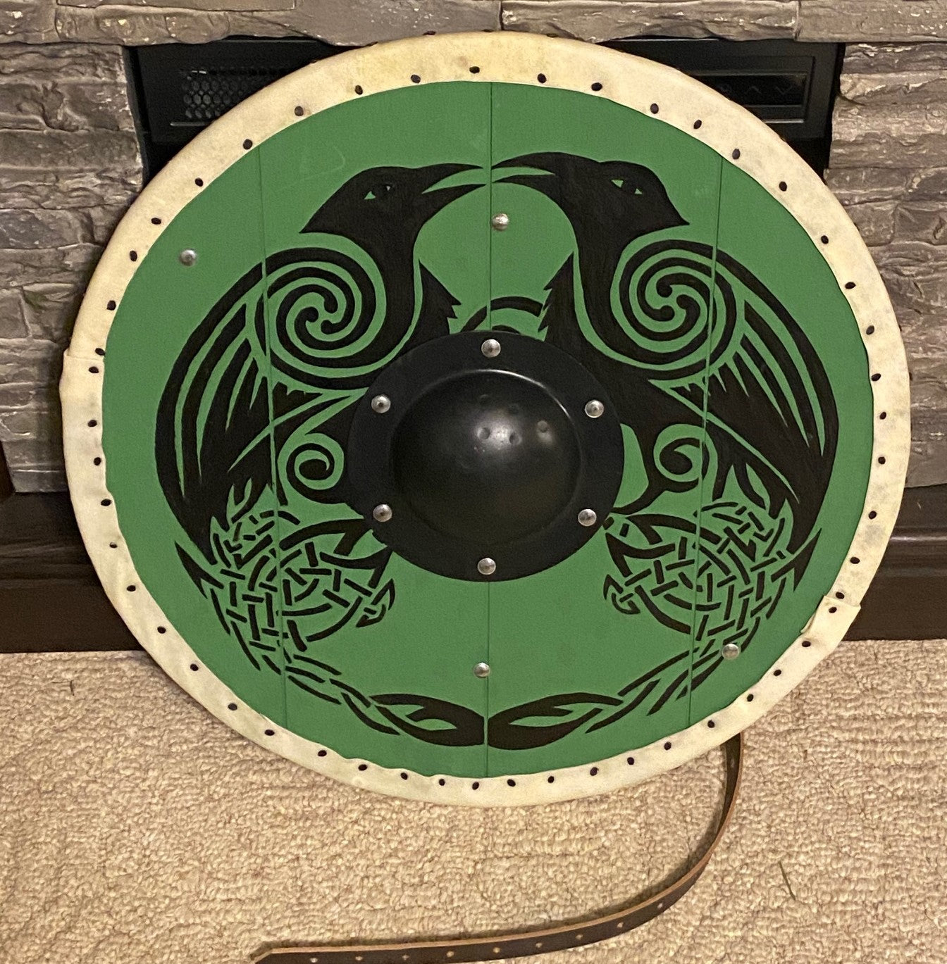 Double Raven Viking Shield - 24" Hand painted Viking Medieval Shield