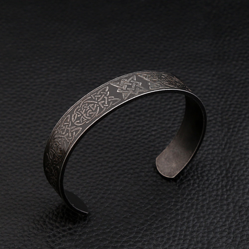 Black Stainless Steel Viking Rune Bracelets For Men and Women Viking Tree of Life Bracelet Celtic Knot Jewelry