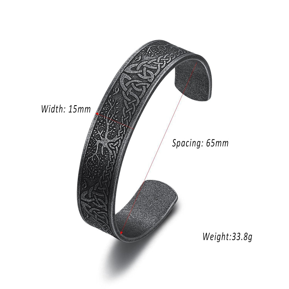 Black Stainless Steel Viking Rune Bracelets For Men and Women Viking Tree of Life Bracelet Celtic Knot Jewelry