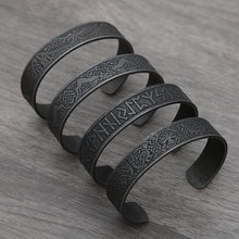 Load image into Gallery viewer, Black Stainless Steel Viking Rune Bracelets For Men and Women Viking Tree of Life Bracelet Celtic Knot Jewelry