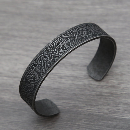 Black Stainless Steel Viking Rune Bracelets For Men and Women Viking Tree of Life Bracelet Celtic Knot Jewelry