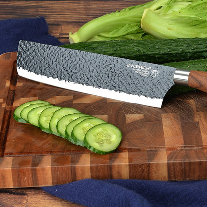 Kitchen Knife Set Forged Kitchen Knife, Scissors, Ceramic Peeler, Chef Slicer and Nakiri Paring Knife Gift Case