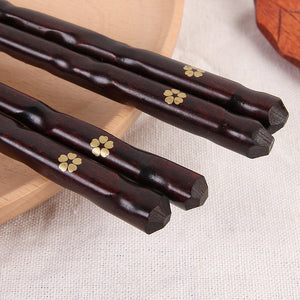 5 Pair Natural Wood Japanese Chopsticks Set with Gift Box Handmade Non-slip