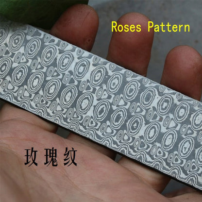 1 piece Varied DIY knife Making Damascus steel Rose Sandwich Pattern steel Knife blade blank Heat Treatment