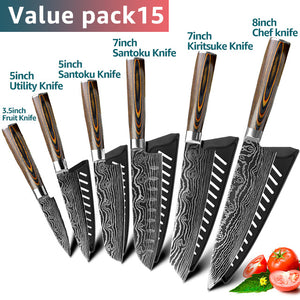 Stainless Steel Kitchen Knives Set 7CR17 Japanese Style Chef Knife Bread Meat Cleaver Paring Kitchen Knife Kitchen Accessories