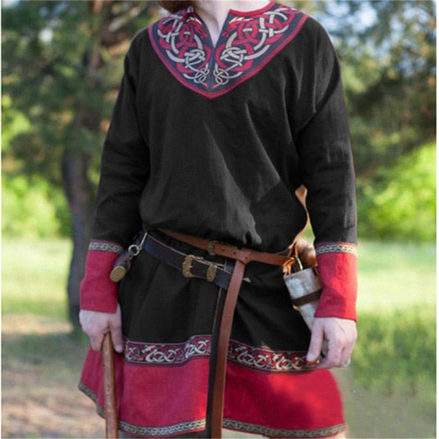 Men Retro Medieval Pirate or Viking Tunic Long Sleeve Loose Blouse Tops