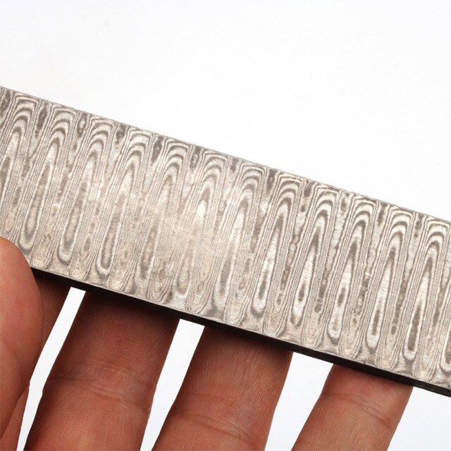 1 Piece DIY Knife Making Damascus Steel Ladder Sandwich Pattern Steel Knife Blade Blank Has Been Heat Treatment 200*30*3mm