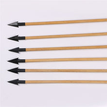 Load image into Gallery viewer, Wooden arrows, steel forked tail broad heads, set of 6 arrows