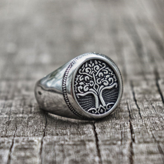 Tree of Life Signet Ring, Stainless Steel, Classic Men Celtic, Irish, Viking Ring