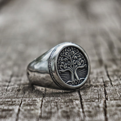 Tree of Life Signet Ring, Stainless Steel, Classic Men Celtic, Irish, Viking Ring