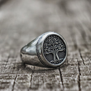 Tree of Life Signet Ring, Stainless Steel, Classic Men Celtic, Irish, Viking Ring