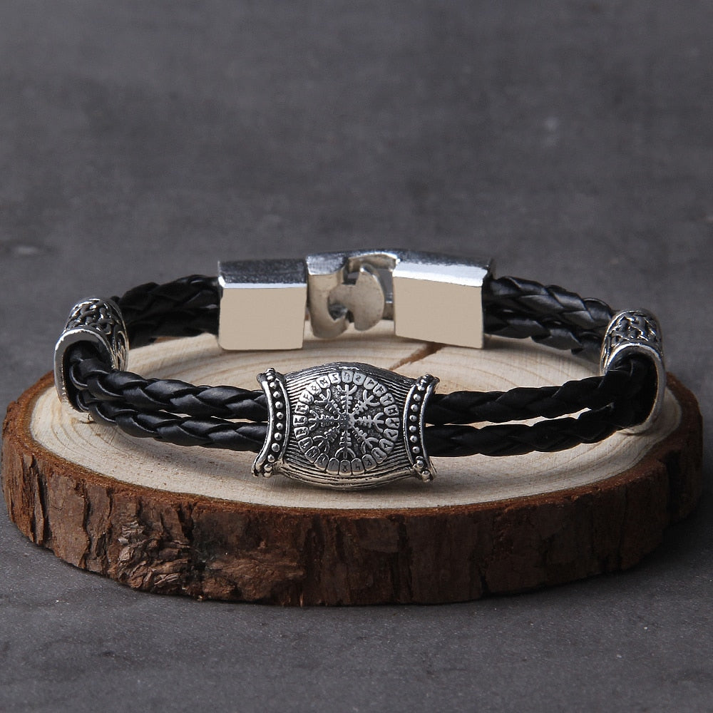 Valknut Nordic Amulet Runic Runes Beads Bracelet Men Women Viking Jewelry