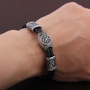 Valknut Nordic Amulet Runic Runes Beads Bracelet Men Women Viking Jewelry