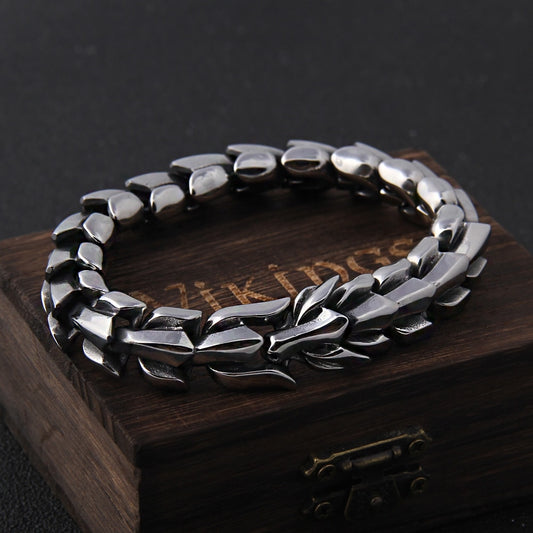 Viking Ouroboros vintage bracelet for men, stainless steel fashion Jewelry