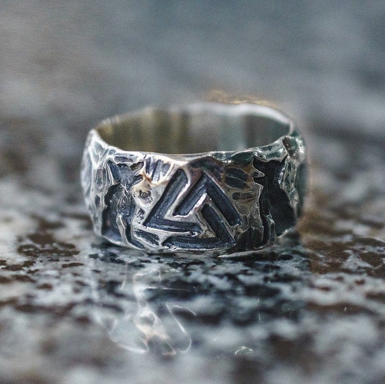 EYHIMD Viking Men Wolves of Odin Valknut Forging 316L Stainless Steel Ring