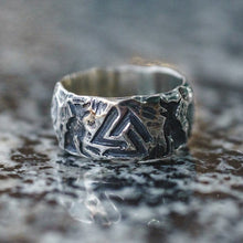 Load image into Gallery viewer, EYHIMD Viking Men Wolves of Odin Valknut Forging 316L Stainless Steel Ring