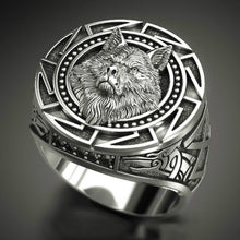 Load image into Gallery viewer, Men&#39;s 925 Vintage Wolf Totem Thai Silver Ring, Nordic Mythology, Viking Warrior Wolf Head, Men&#39;s Ring