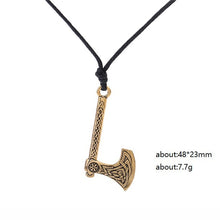 Load image into Gallery viewer, The Fehu Feoh Fe Rune Axe Amulet compass Viking runes Axe pendant Scandinavian Necklace