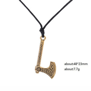 The Fehu Feoh Fe Rune Axe Amulet compass Viking runes Axe pendant Scandinavian Necklace