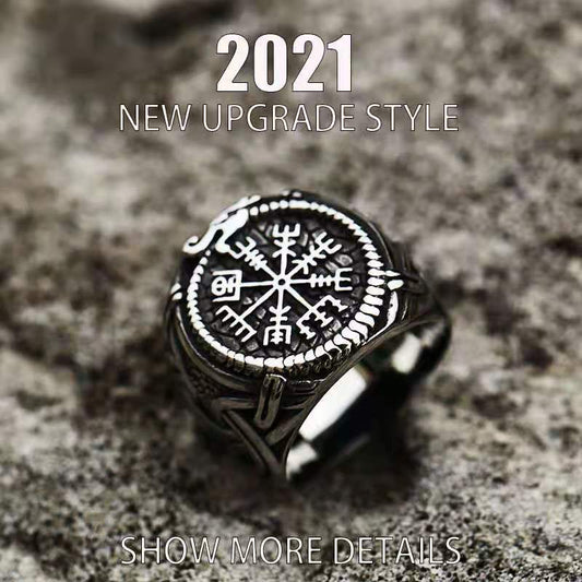 Viking Compass Runic Men's Ring Vintage Nordic Totem Odin Men Ring 3D Upgraded Fashion Jewelry