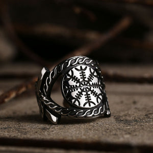 Viking Compass Runic Men's Ring Vintage Nordic Totem Odin Men Ring 3D Upgraded Fashion Jewelry