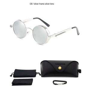 Classic Gothic Steampunk Sunglasses Polarized Men Women Brand Designer Vintage Round Metal Frame Sun Glasses UV400