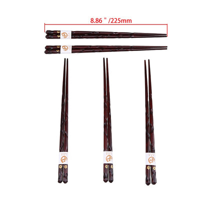 5 Pair Natural Wood Japanese Chopsticks Set with Gift Box Handmade Non-slip